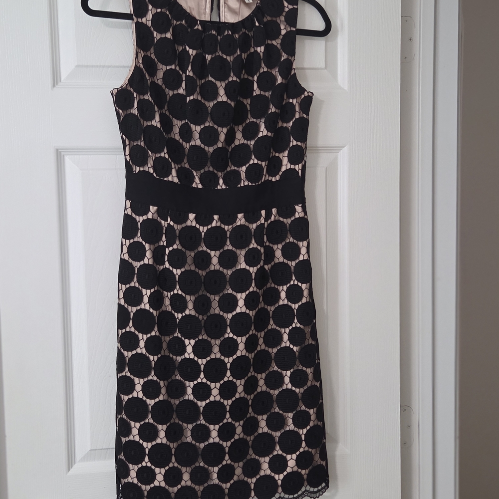 Milly Black and Cream Circle Pattern Midi Dress